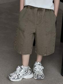 Dazy Kids Straight Casual Cargo Pocket Knee-Length Shorts For Big Boys (Tween Boy) Summer - Khaki - View 4