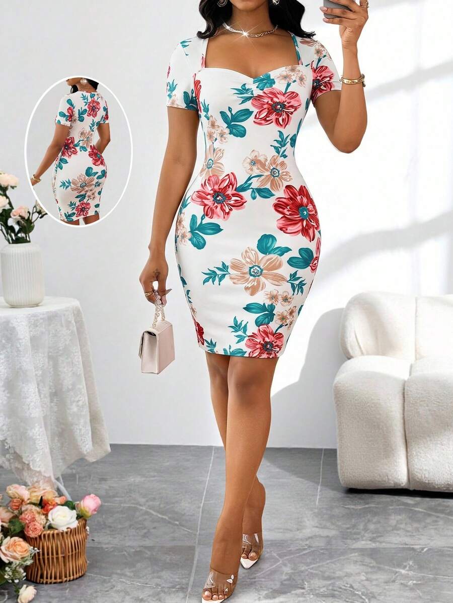 SHEIN Lady 毕业典礼多色连衣裙 女士毕业礼服 白色毕业礼服 毕业套装 节日套装 婚礼宾客礼服 女士生日礼服 女士商务休闲节日礼服 - 彩色 - 查看 1