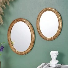 Cirelle 1pc Vintage Gold Ornate Oval Wall Mirror For Bathroom, Bedroom, Living Room, Traditional Victorian Rococo Style Decorative Carved Frame Hanging Mirror - 1PC - View 8