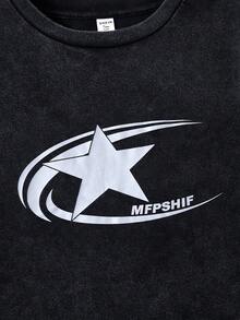 SHEIN 青少年男童字母印花水洗短袖T恤，休闲、舒适、时尚、百搭、可爱、柔软，适合日常穿着、上学、外出、运动、节日和派对。 - 彩色 - 查看 7