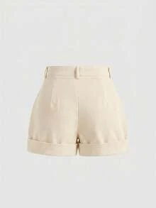ROMWE Goth Women's Retro Mysterious Vine Embroidered Star, Moon, Snake Embroidery Shorts - Apricot - View 2