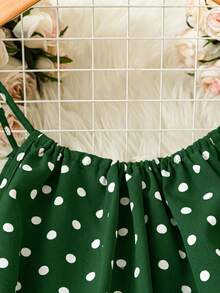 SHEIN LUNE Kamisol Kasual Motif Polkadot untuk Wanita Ukuran Besar - Dark Green - View 3