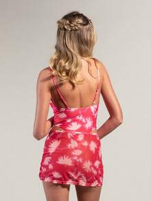 Rouah SS26 2 Piece Set Printed Floral Plunge Swimsuit And Skirt Set For Summer - VACAY Vibes, Summer Swimwear, One Piece Swimsuit, Skirt For Beach Vacation - Multicolor - View 2