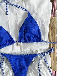 Swim Vcay 2pcs/Set Women's Summer Random Print Spaghetti Strap Metal Decor Sexy Bikini Set - Multicolor - View 7