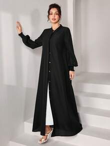 SHEIN Najma Áo Abaya dài tay dáng rộng, thoải mái dành cho nữ - màu đen - Xem 1