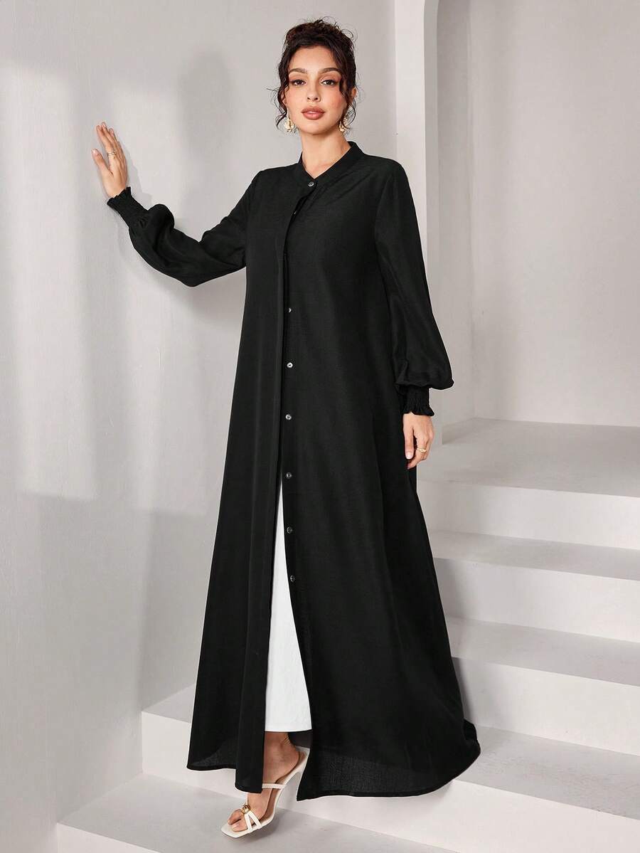 SHEIN Najma Áo Abaya dài tay dáng rộng, thoải mái dành cho nữ - màu đen - Xem 1
