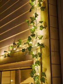 1pc 2M Artificial Ivy Leaf Plants With LED Light String, AA Battery Box Powered Green Vine Garland Chandelier For Wall Party Wedding Room Home Kitchen Indoor Outdoor Holiday Decoration (Batteries Not Included) - Warm Ivy - View 13