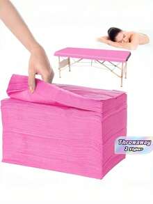 Bộ 100 tấm ga trải giường dùng một lần, kích thước 31" x 71", ga trải giường massage bằng vải không dệt, thoáng khí, thích hợp cho spa, massage, làm đẹp và xăm hình (Màu hồng) - Nhiều màu - Xem 1