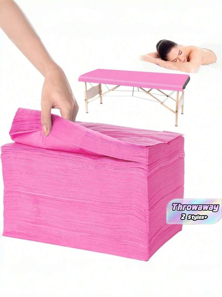 Bộ 100 tấm ga trải giường dùng một lần, kích thước 31" x 71", ga trải giường massage bằng vải không dệt, thoáng khí, thích hợp cho spa, massage, làm đẹp và xăm hình (Màu hồng) - Nhiều màu - Xem 1