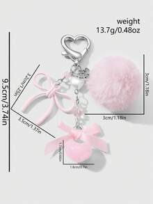 ROMWE Kawaii 1 chiếc móc khóa túi xách bằng nhựa giả ngọc trai phong cách tối giản thanh lịch ngọt ngào thời trang dành cho sinh viên, nơ acrylic, tua rua, phù hợp cho phụ nữ, trang phục hàng ngày, quà tặng ngày lễ - Hồng - Xem 6
