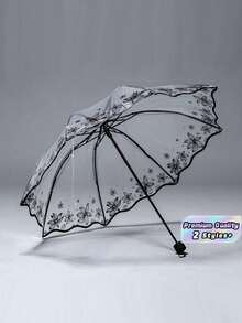 1pc Floral Pattern Clear Umbrella For School,Office,Household,Travel, Back To School Supplies - Multicolor - View 1
