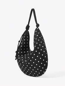 Viva Strut Damen Umhängetasche, Hobo Tasche, Polka Punkte, modisch, personalisiert, einfach, vielseitig, Straße, süß und cool Mädchen, heiße Mädchen, Y2K, Retro, Nieten, Vintage, Lässig, Teenager, Preppy Stil, Schule, Uni, für Date, Alltag, Einkaufen - Schwarz - Übersicht 3