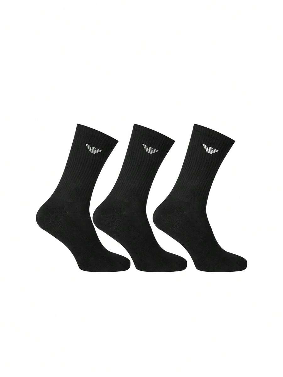 Armani 3Pk Men's Crew Socks - Black - View 1
