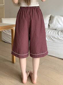 DAZY Plaid Loose Shorts Women's Sleepwear Bottom For Summer - Red - View 2