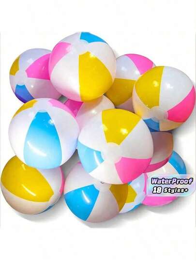 1pc/5pcs/10pcs PVC Inflatable Beach Balls With 4-Color White Panel Alternating Macaron Colors, Suitable For Summer Beach, Pool Party, Gift, Birthday, Home Decoration, Floating Adult Funny Inflatables