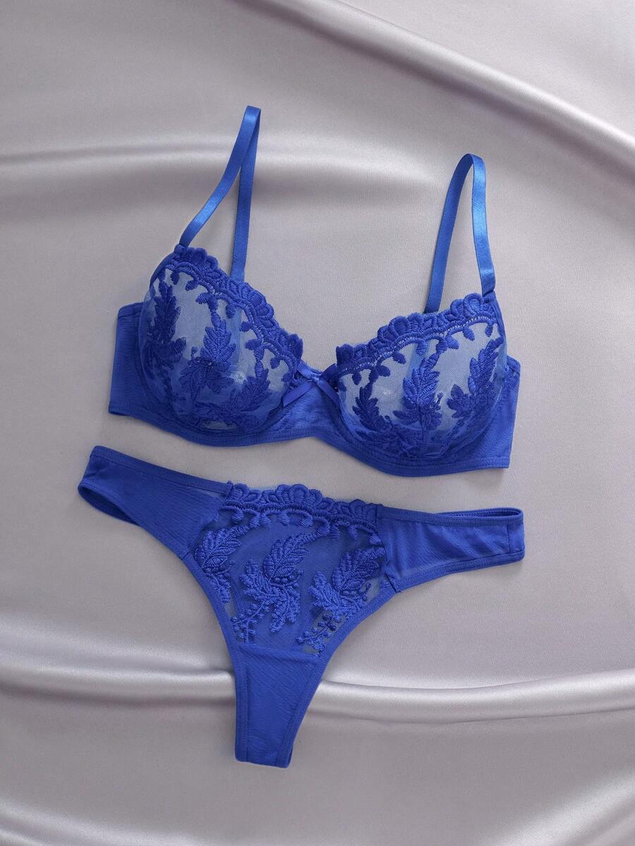EmpressEnvy 2pcs/Set Women Sexy Lingerie Set - Blue - View 1