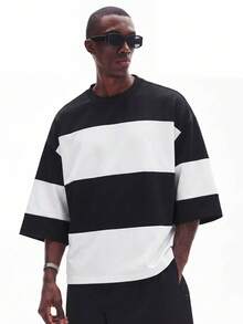 STYNVO Men's Casual Colorblock Striped T-Shirt, Summer - Multicolor - View 4