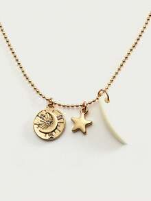 Glisma Retro Elegant Multi-Layer Gold Stacked Devil's Eye & Star And Moon Necklace,Premium/Old Money/Classy,Sexy/Vintage,Summer/Beach/Prom/Party,For Mom/Women/Girl/Mother,Layered/Gemstone/Beaded/Crystals - Gold - View 6