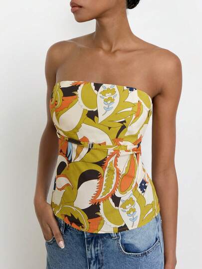 Maija Women's All-Over Print Casual Versatile Daily Wear Tube Top