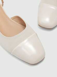 CUCCOO BIZCHIC Women's Pointed Toe Block Heel Colorblock Pumps, Spring/Summer - Beige - View 6