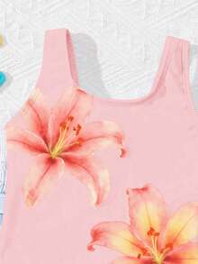 SHEIN 适合夏季的少女休闲简约连体泳衣 - 彩色 - 查看 3