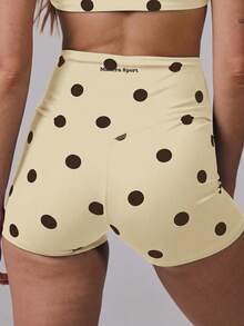 Musera Sport Quần short thể thao cạp cao chấm bi, thích hợp cho tập luyện, tập gym, pilates, thể dục, mặc hàng ngày, nữ tính, thường ngày. - Butter Yellow - Xem 6