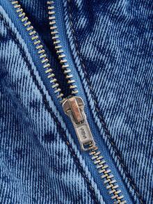 SHEIN MOD Quần yếm denim nữ và bộ áo liền quần có dây đeo, màu xanh dương. - Rửa trung bình - Xem 3
