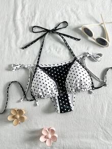Swim Mod Bộ bikini hai mảnh buộc cổ in họa tiết ngẫu nhiên gợi cảm dành cho nữ, mùa hè. - Nhiều màu - Xem 2