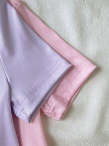 Set Piyama Anak Perempuan 4pcs/Set, Atasan Lengan Pendek dan Celana Pendek Motif Permen Lolipop dan Hati Warna-warni, Pas di Badan, Musim Panas - Purple - View 9