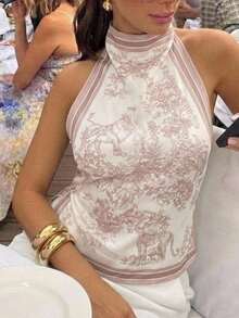 Aloruh 女士新款高领露背系带吊带背心，适合派对和晚宴穿着，秋冬季 - 彩色 - 查看 4
