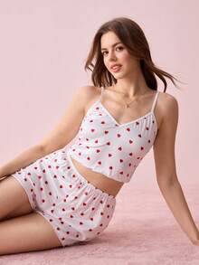 Bonmuse Bộ đồ ngủ 2 mảnh dành cho nữ mùa hè, kiểu dáng gợi cảm, quần đùi yếm, in họa tiết toàn thân, đồ ngủ mùa hè dễ thương, áo ngủ dễ thương, bộ hai mảnh mặc nhà, đồ mặc nhà cho năm học mới - trắng - Xem 10