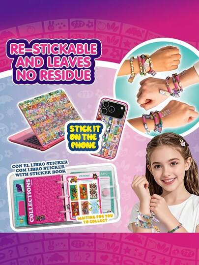 MINKOJA MINKOJA Girls DIY Colorful Bead Bracelet And Necklace Craft Kit, Children's Artisan Jewelry Toy, Butterfly And Heart-Shaped Pendants, Plastic Diamond Jewelry Necklace And Bracelet, DIY Bead Decoration Accessories, Charming And Fashionable Girls' Accessories, Perfect Birthday And Christmas Gift For Girls Over 3, Cute Jewelry Party Gift