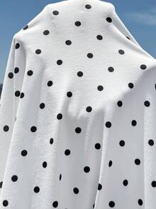 SHEIN 波点褶皱休闲度假日常孕妇连衣裙 - 黑與白 - 查看 7