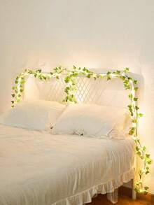 1pc 2M Artificial Ivy Leaf Plants With LED Light String, AA Battery Box Powered Green Vine Garland Chandelier For Wall Party Wedding Room Home Kitchen Indoor Outdoor Holiday Decoration (Batteries Not Included) - Warm Ivy - View 12
