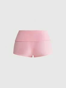 ROMWE Grunge Punk 2pcs/Set Punk Cross Slogan Crop Top & Super Low-Rise Mini Shorts, Music Festival Outfit - Baby Pink - View 8