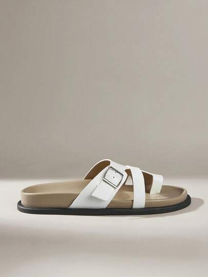 Solecia Women Shoes Women's Fashion White Comfortable Flat Boken Beach Sandals Women's Flat Sandals
