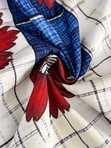 Selamara Gaun Terusan Wanita Serbaguna Motif Kotak-kotak & Bunga dengan Warna Kontras - MultiWarna - View 4