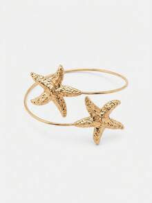 Lumivelle 1 pieza Brazalete con forma de estrella de mar, joyería de verano para mujer, brazalete estilo playa - Multicolor - Ver 1
