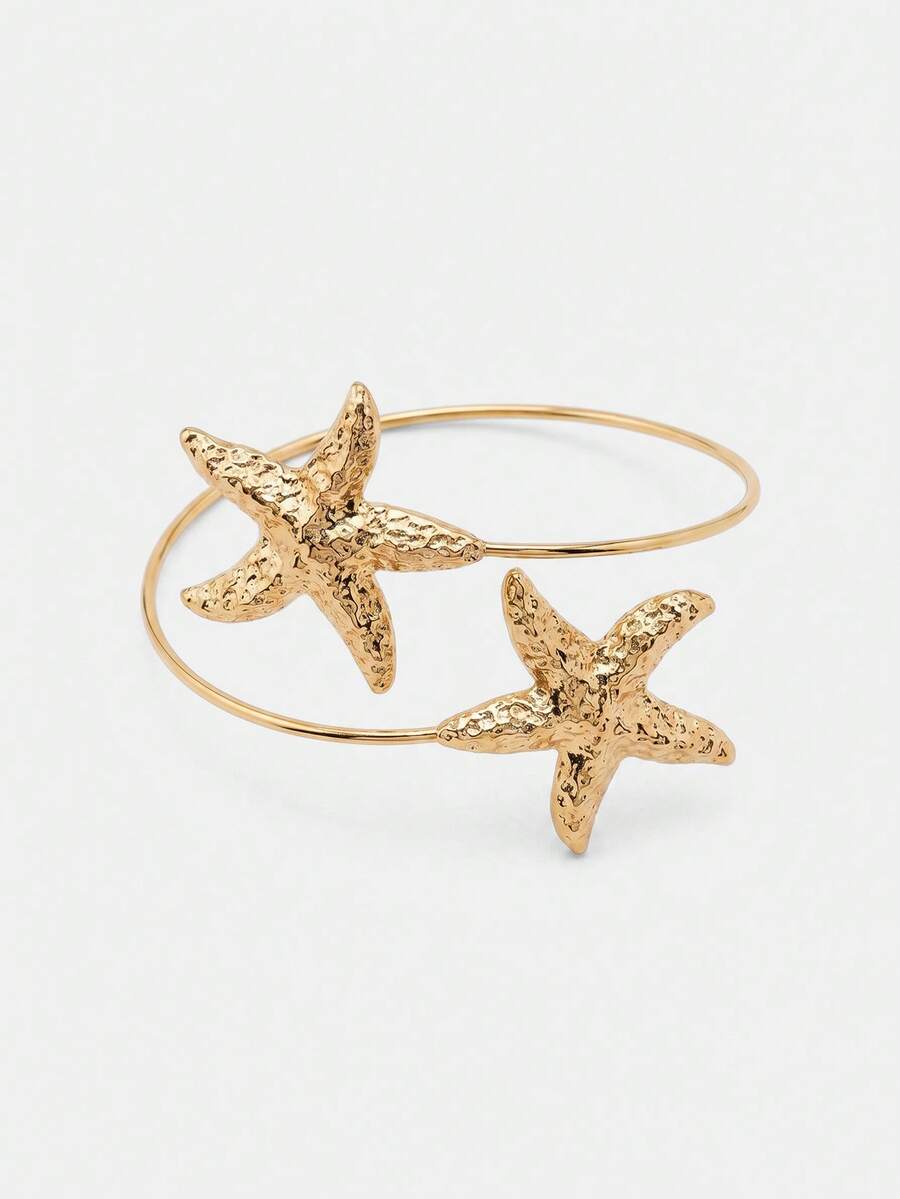 Lumivelle 1 pieza Brazalete con forma de estrella de mar, joyería de verano para mujer, brazalete estilo playa - Multicolor - Ver 1