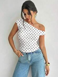 Firerie Women's Asymmetric Ruched Cropped Top,Summer Top - Black and White - View 4