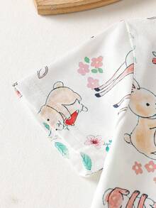 Genkimix Kids Bộ 2 món đồ ngủ ngắn tay dài tay in hình cừu hoạt hình dễ thương tối giản cho bé gái, màu hồng và xám. - Nhiều màu - Xem 6