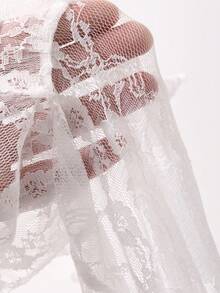 DAZY Women's Niche Lace Patchwork Design Flared Leg Pants - White - View 6