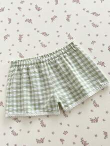 Elamini Quần short nữ màu xanh lá cây cạp thấp, trang phục đi biển, quần mùa hè, trang phục thường ngày khi đi biển, thời trang mùa xuân/hè. - màu xanh lá - Xem 3