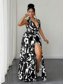 Maweii Plus Size Women Casual Striped Knit Twist Design Dress - Multicolor - View 5