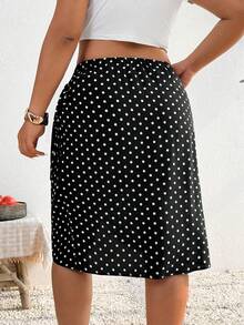 SHEIN Frenchy Leopard Printed Plus Size Wrap-Style Skirt Black Skirt For Women Polka Dot For Women - Black and White - View 2