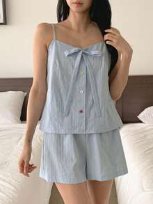 DAZY Women's Casual Comfortable Pajama Set Summer - Blue - View 8
