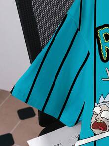 Rick and Morty X SHEIN Men's Round Neck Casual Letter & Cartoon Print T-Shirt, Versatile For Daily Wear - White - View 4