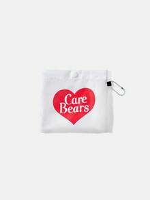SHEIN X Care Bears 1件時尚輕便可折疊印花托特包，購物袋，便攜式單肩包，卡片收納袋，適用旅行與購物等 - 黑紅色 - 查看 6