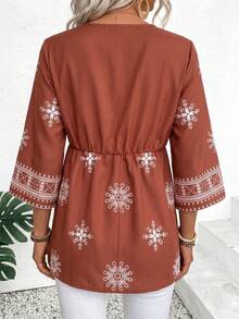 EMERY ROSE Vacation Casual Geometric Print Top - Multicolor - View 2