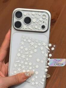 Miếng dán ống kính màu bạc sáng bóng + Hình dán tự làm, bao gồm hình vỏ sò, ngôi sao, trái tim và hình heo, miếng dán ống kính máy ảnh sáng bóng tinh tế, phù hợp với 17 Pro Max/17 Pro, miếng dán bảo vệ mềm, miếng dán kính cường lực - Phim dán tròng kính màu bạc + hình dán ngôi sao vỏ sò - Xem 1